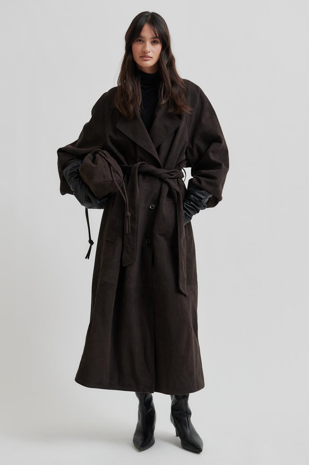 Noomi Suede trenchcoat - Chocolate Plum